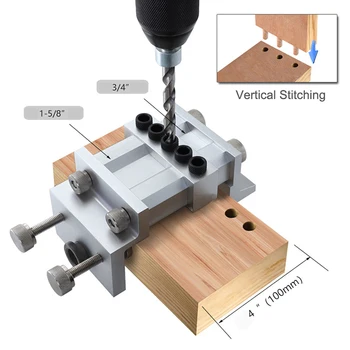 

3-in-1 Aluminium Alloy Woodworking Hole Drill Punch Positioner Guide Locator Jig System Kit Joinery DIY Tool