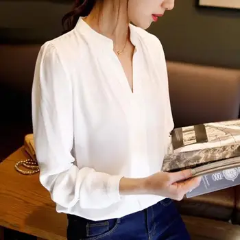 

Blouse women collar Shirt blouse female loose blouse long sleeved shirt bottoming