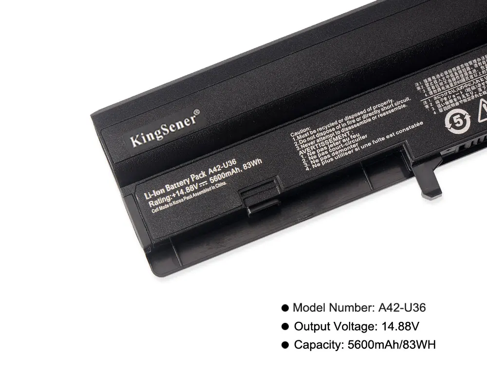 Bateria do Portátil Kingsener-a42-u36 5600mah para Asus A41-u36 U32 U32u U36 U36j U36jc U36s U36sd U36sg U44 U44s U82 U82e U84 83wh - Imagem 3