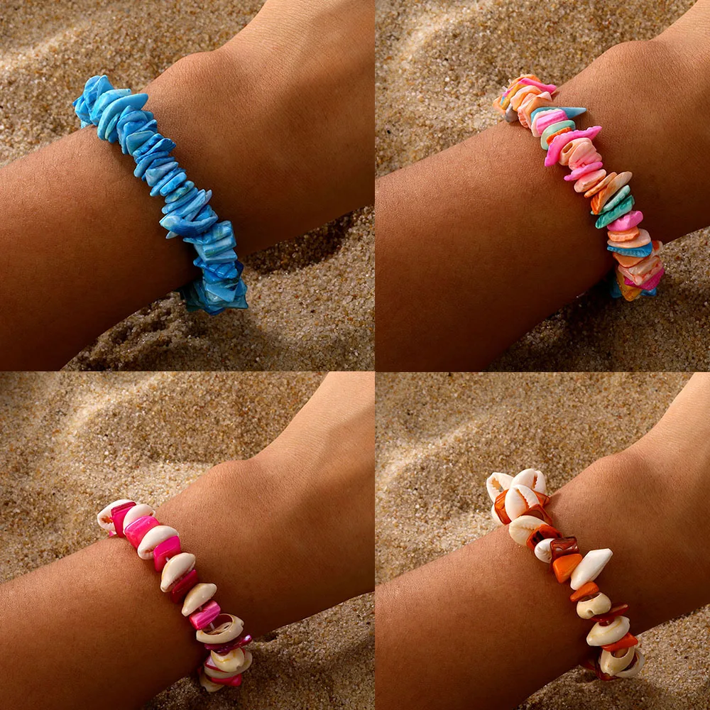 

IPARAM Vintage Geometric Bohemian Shell Gravel Bracelet for Women Beaded Color Adjustable Bracelet Jewelry Boho Style Gift