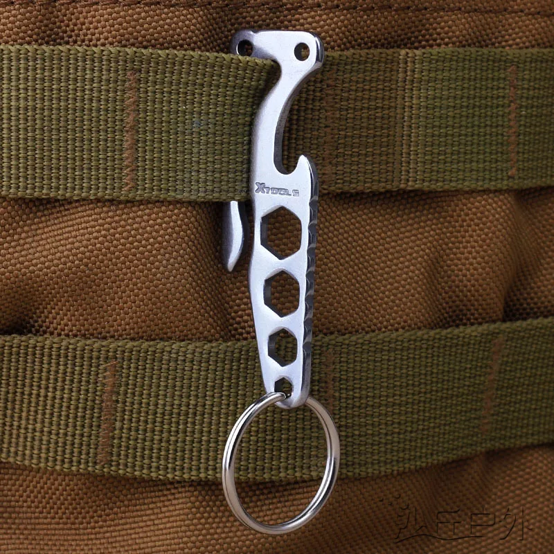

Outdoor Multi-functional Hanging Buckle Pocket Key Holder Keychain EDC Mini Tool Bottle Opener Hexagon Wrench