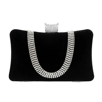 

Women's Crystals Velvet Evening Bag Solid Color Purple / Fuchsia / Wine / Fall & Winter