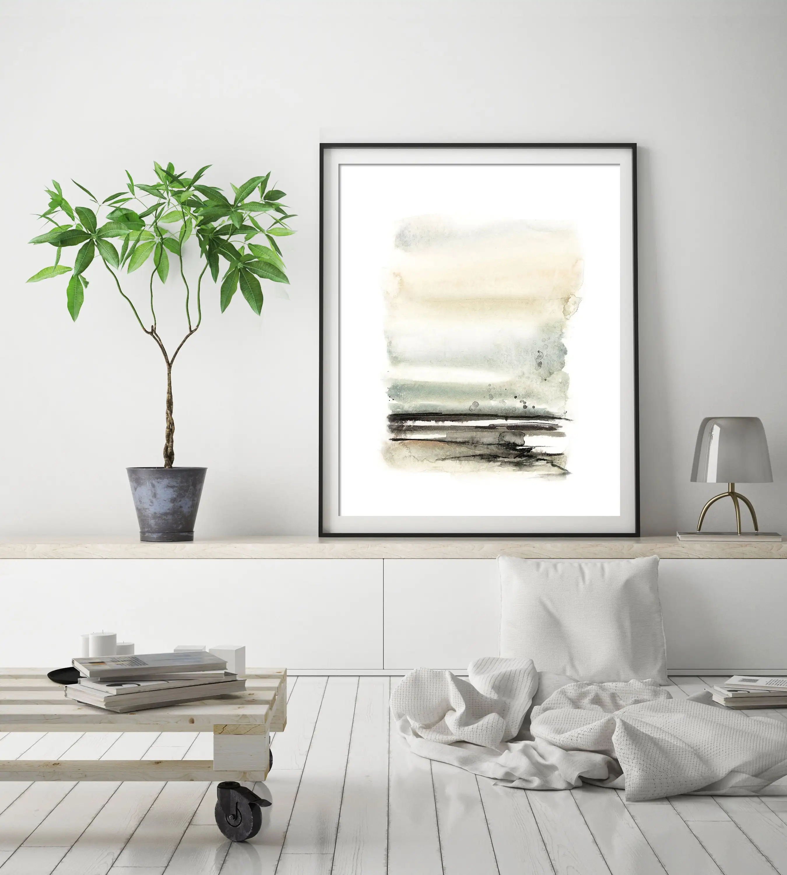 Abstract Landscape Wall Print Minimalist Grey Tan Nature print Painting Statement Archival Art Giclée Fine | Дом и сад