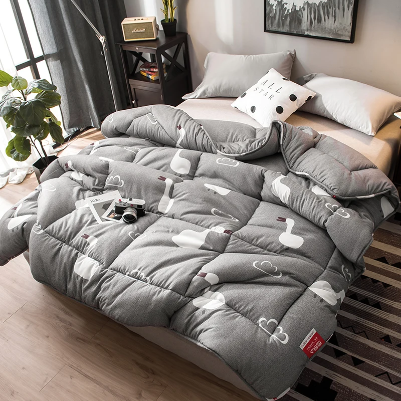 

New Design Student Colourful Blanket Simple Style Feather Velvet Winter Quilt Hotel Duvet Thick Warm Synthetic Quilt