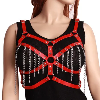 

Leather Body Harness Cage Bra Lingerie Fetish for Women Sexy Punk Goth Bondage Crop Tops Harness Bra Adjust Plus Size Club Rave