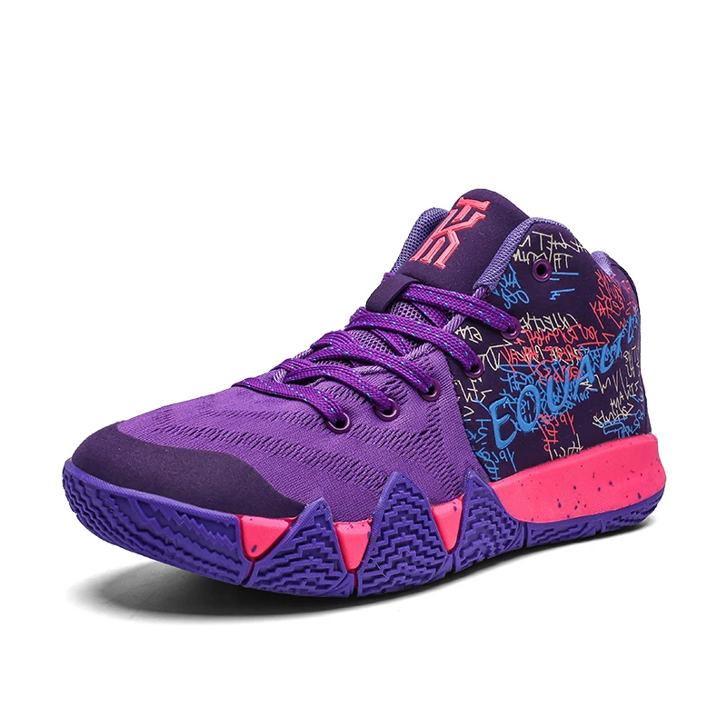 Uptempo мужские баскетбольные кроссовки 9 Boots Kyrie 4 спортивные кроссовки для мальчиков мужская обувь ретро женские баскетбольные кроссовки - Цвет: Фиолетовый