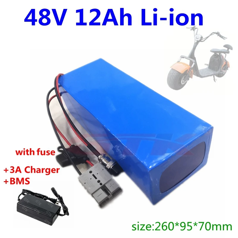 GTK Rechargeable 48V 12Ah Lithium li ion battery pack with BMS 13S for electric scooter Citycoco skateboard+ 3A Charger | Электроника
