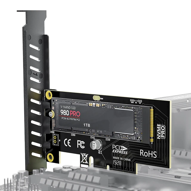 AMPCOM M.2 NVME SSD to PCIe 4.0 Adapter Card, 64Gbps SSD PCIe 4.0 X4 Expansion Card for Desktop PC , PCI-E GEN4 Full Speed NVME Adapter