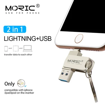 

Moric 2 in 1 Pen Drive 128gb USB Drive USB 3.0 for iPhone USB Stick Flash Drive 64gb 16 32 128 256GB memoria cel usb for ios