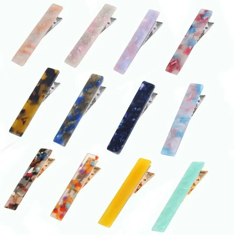 Lady Multicolor Glitter Jelly Transparent Acetate Resin Strip Hairpins Hair Clip Barrettes Headwear Hair Accessories for Women