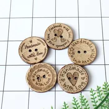 

(4pcs each pattern) 30mm"Handmade with love" Laser Coconut Sewing Buttons Crafts Gifts Suppliers 1.2" -CO1077A