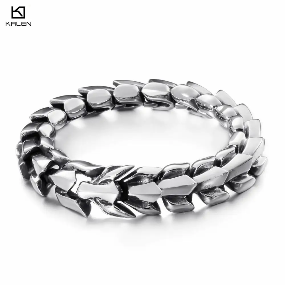 Buy KALEN High Polished Arrow Shaped Bracelet Men 22cm Stainless Steel Bike Chain Bilezik Boho Male Jewellry Accessories