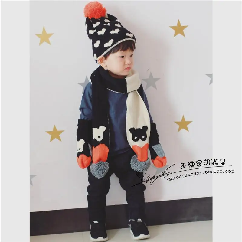 Tonytaobaby/Комплект из трех предметов: шапки, шарфы и перчатки для мальчиков и девочек на осень и зиму