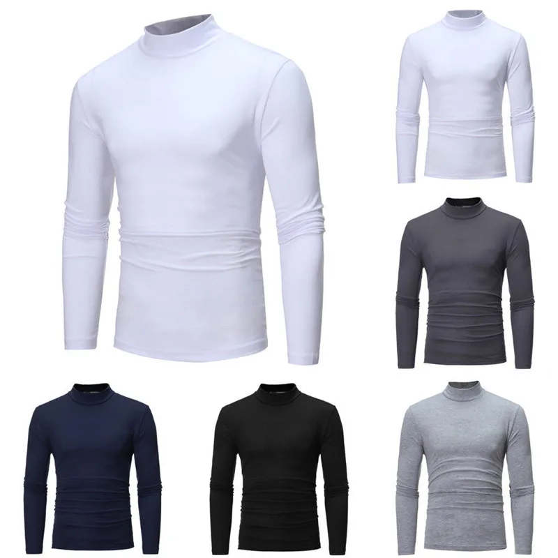 Jersey gótico con cuello de tortuga para hombre, jersey básico elástico de manga larga, jersey de cuello alto, ropa de primavera