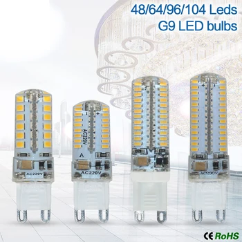 

5pcs / lot G9 G4 LED bulb 7W 9W 12W Bulbs DC12V AC220V SMD3014 halogen light beam 360 angle e14 Christmas LED light Lampada