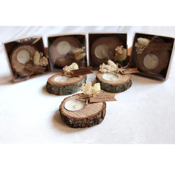 

10pcs personalized wood candlestick holder, rustic wedding party favors gift in bulk, tealight candle holders, Thank you gifts
