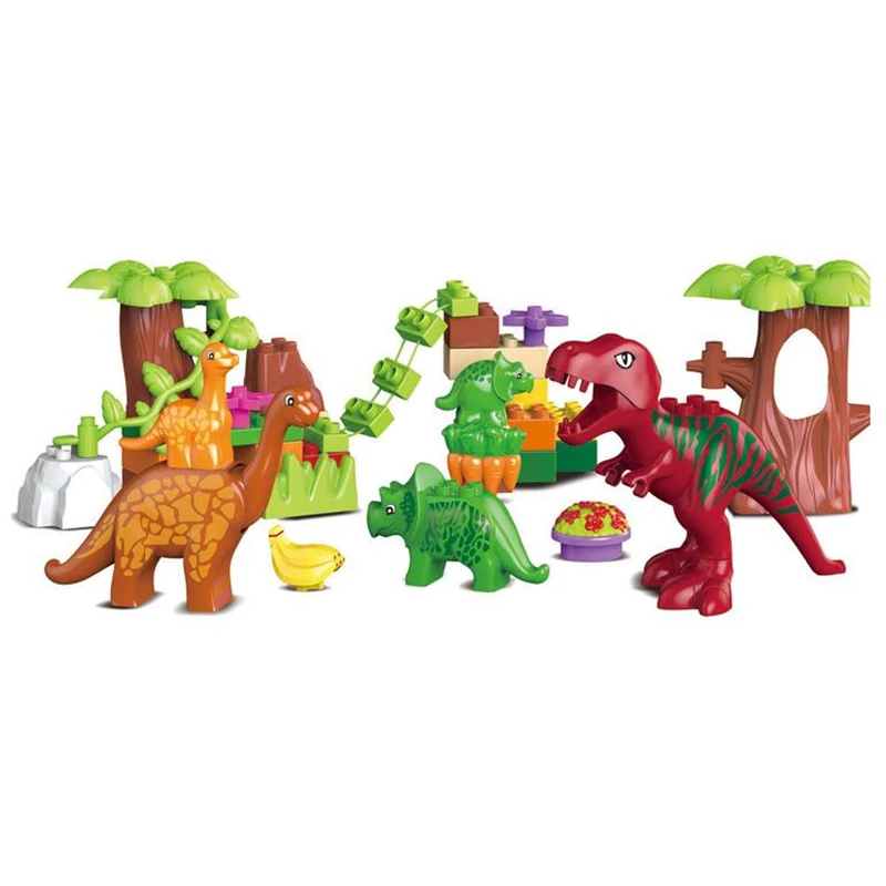 3WBOX Dino Valley Building Blocks Sets Large Particles Animal Dinosaur World Model Toys Bricks Compatible Duplo Christmas gift