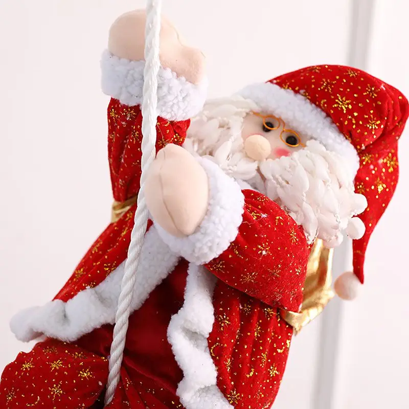 Santa Claus Rope Climbing For Christmas Tree Indoor Outdoor Wall Window Hanging Pendant Ornament Decor Christmas Decorations