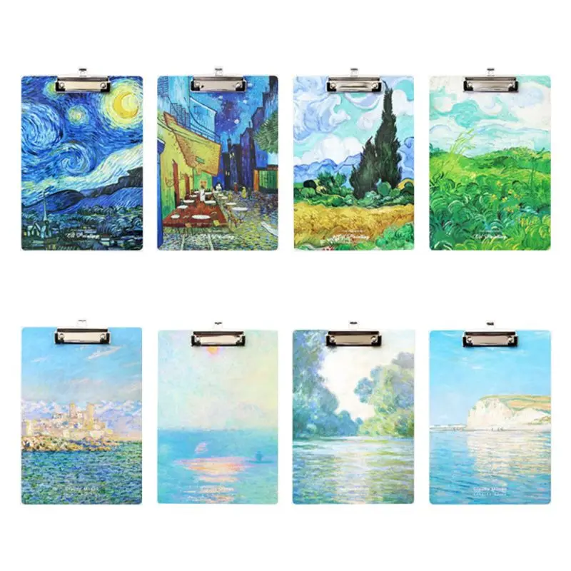 

A4 Wooden Oil Painting Clipboard Writing Pad File Folders Board Clip Document Holder School Office Stationery Supplies