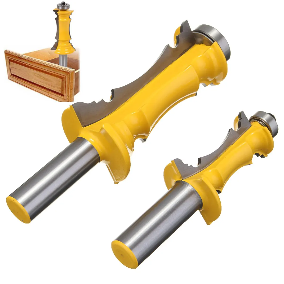 

Mitered Door With Drawer Molding 2pcs Router Bit Set 1/2'' Shank Line knife Woodworking cutter Tenon Cutter for Woodworking Tool