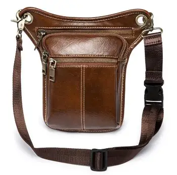 

Vintage Travel Riding motorcycle bag Men Oil Wax Genuine Leather Cowhide Hip Bum Belt Pouch Fanny Pack Waist Purse Clutch Bag