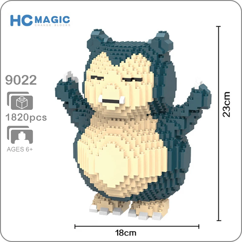 

HC 9022 Anime Snorlax Bear Animal 3D Model DIY Micro Mini Diamond Building Small Blocks Brick Assembly Toy no Box