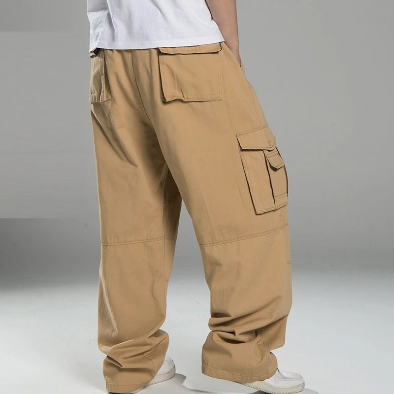 Plus Size 8XL140KG Autumn Winter Men cargo pants thick High street pants safari style pockets Skateboard out door straight pants 6