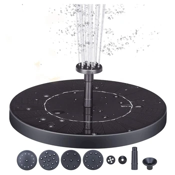 

2.0W Solar Fountain Pump, 1000MAh Circle Solar Water Pump Floating Fountain Built-in Battery, with 6 Nozzles