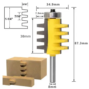 

8mm Shank T Type Architectural Cemented Carbide Molding Router Bit Trimming Wood Milling Cutter Cone Tenon Woodwork Cutter Tools