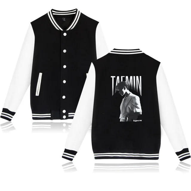 01 Kpop TAEMIN модная бейсбольная куртка уличная мужская женская спортивная куртка с длинным рукавом Homme TAEMIN с принтом толстовки куртки XXS-4XL - Цвет: 01