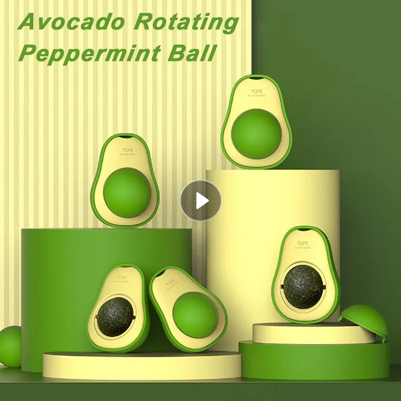1 Pcs Pet Toy Spin Mint Ball Avocado Catnip Ball Cat Self hey Cat Ball