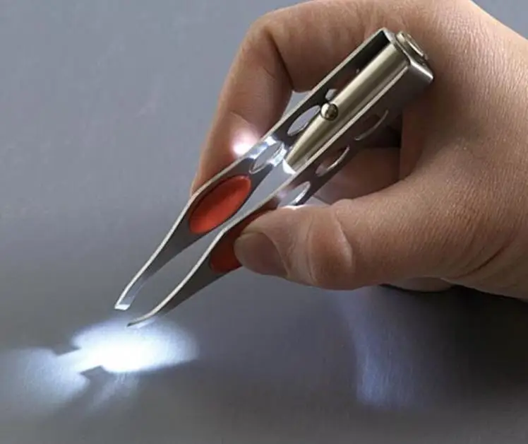 

LED TWEEZER Eyebrow Tweezers Lightweight Stainless Steel Handy LED Light Eyelash Eyebrow Hair Removal Tweezers Makeup Tool SN689