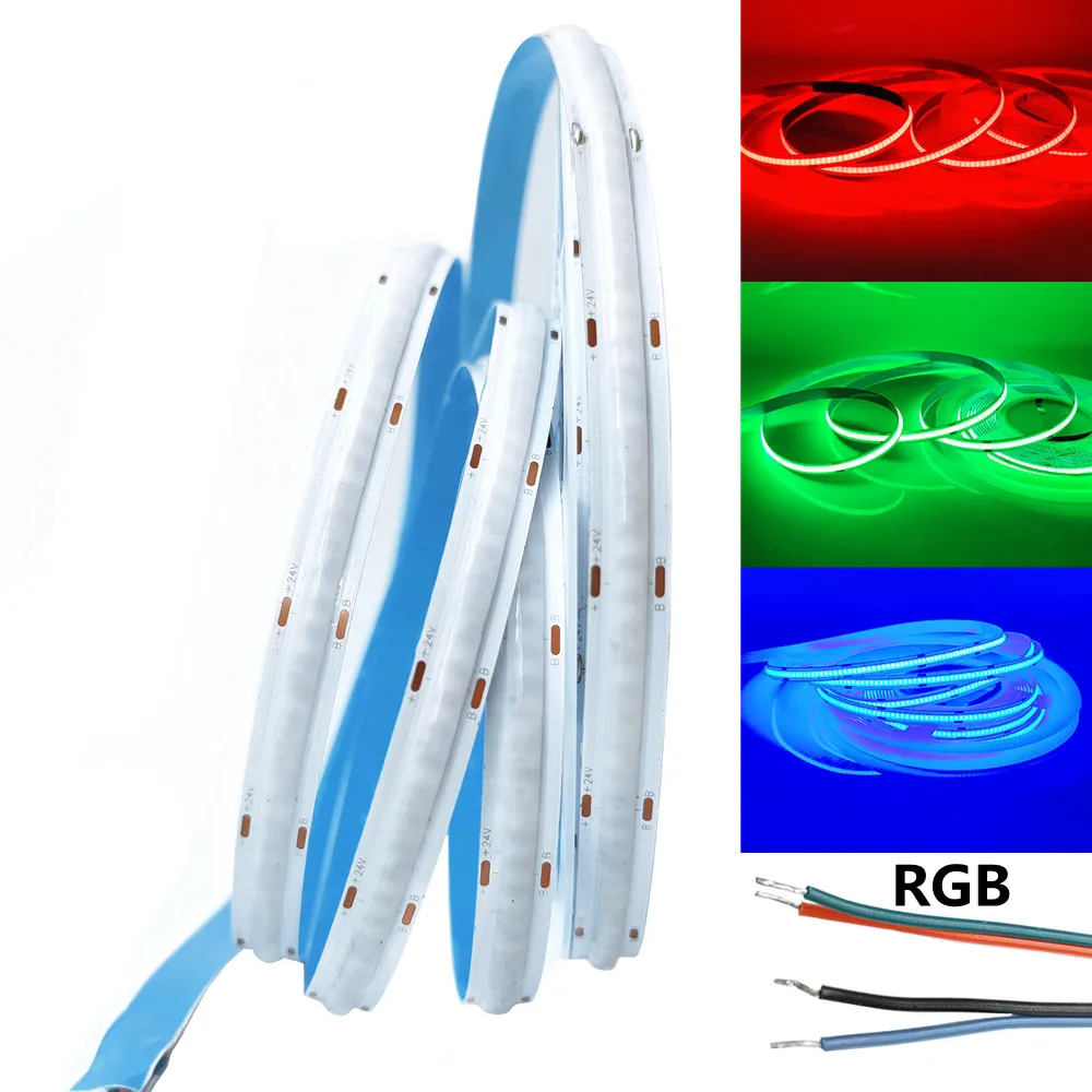 RGB COB LED Strip 12V 24V 630LEDs/m High Density Soft Flexible Tape Light For Indoor Decoration Lighting | Лампы и освещение