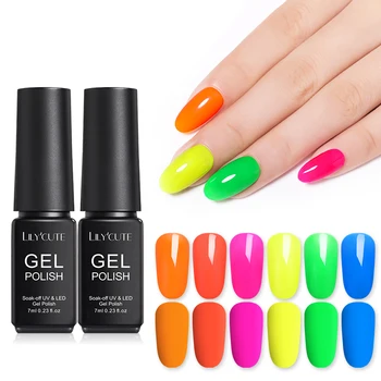 

LILYCUTE 7ml Fluorescent Color Gel Nail Polish Green Yellow Matte Colors UV LED Soak Off Vernis Neon UV Gel Varnish Nail Art Gel