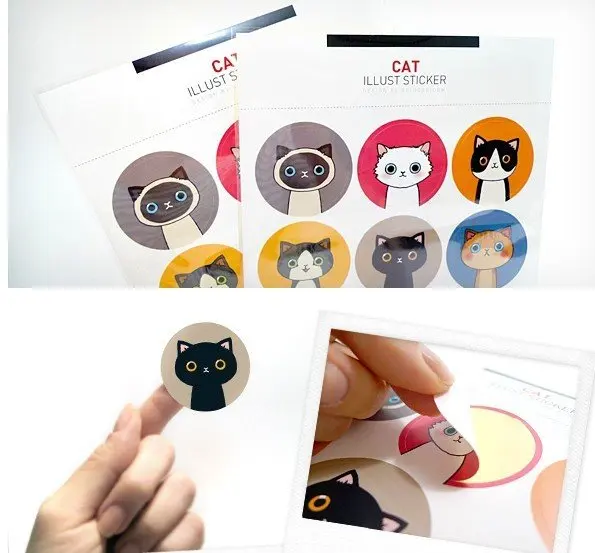 18 наклеек в виде мультяшного кота | Канцтовары для офиса и дома