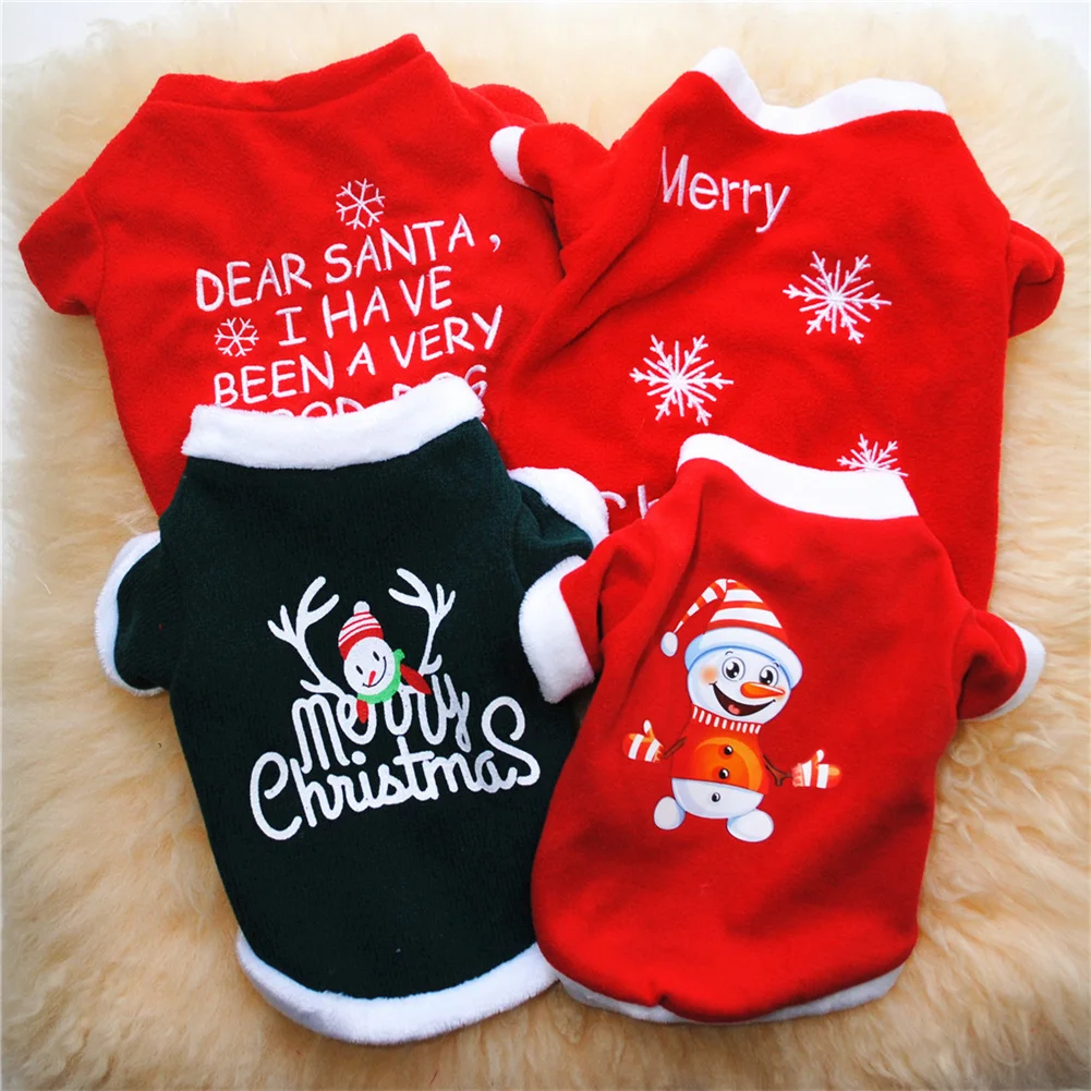 Pet Clothing Winter New Warm Fleece Embroidered Christmas Sweater Coat Jacket Chihuahua Schnauzer Puppy Dog Clothes