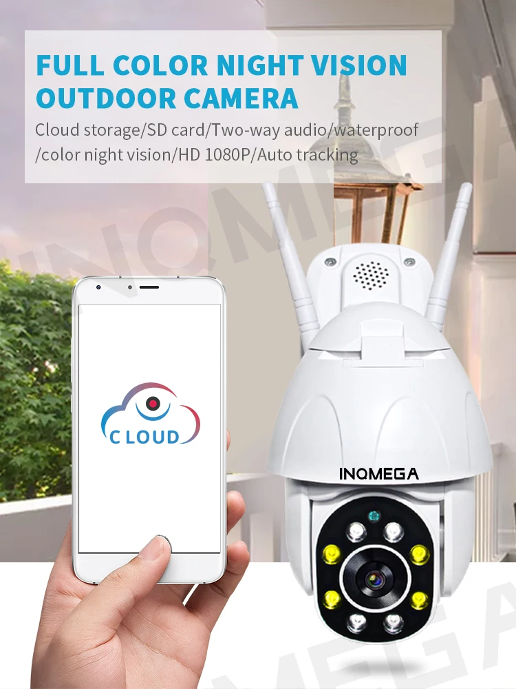 Камера Наружного видеонаблюдения INQMEGA 1080P с поддержкой Wi-Fi | Безопасность и защита