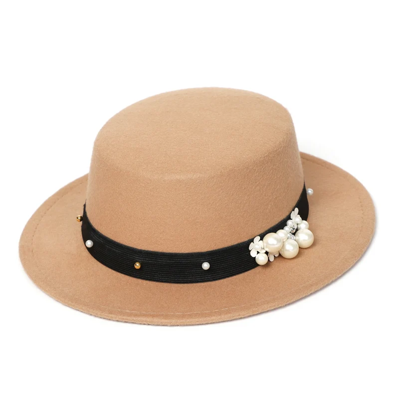 Зимняя фетровая шляпа из имитации шерсти, женская шляпа-котелок с широкими полями, фетровая шляпа для мужчин и женщин - Цвет: Khaki