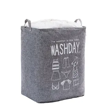 

Foldable Dirty Clothes Basket Large Capacity Clothing Quilt Storage Bag Cotton Linen Drawstring Clothing Basket