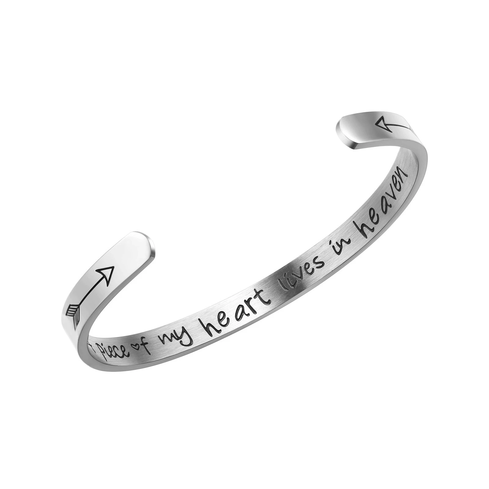 Memorial Jewelry A Piece Of My Heart Lives In Heaven Bracelet Stainless Steel Engraved Cuff Bracelet Bangle Remember A Loved One Bangles Aliexpress