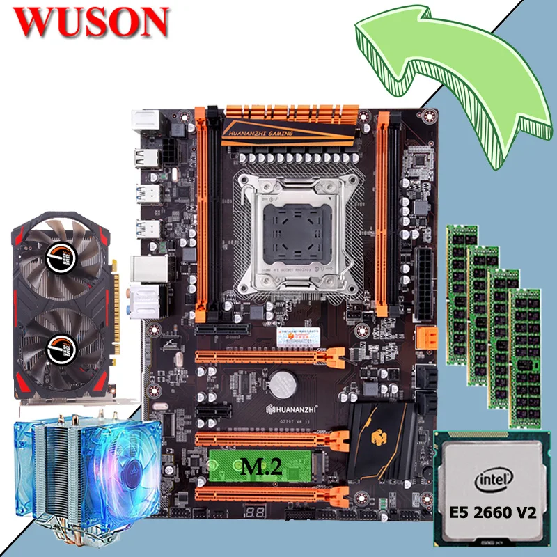Комплект материнской платы HUANANZHI Deluxe X79 игровая материнская плата с M.2 CPU Xeon E5 2660 V2