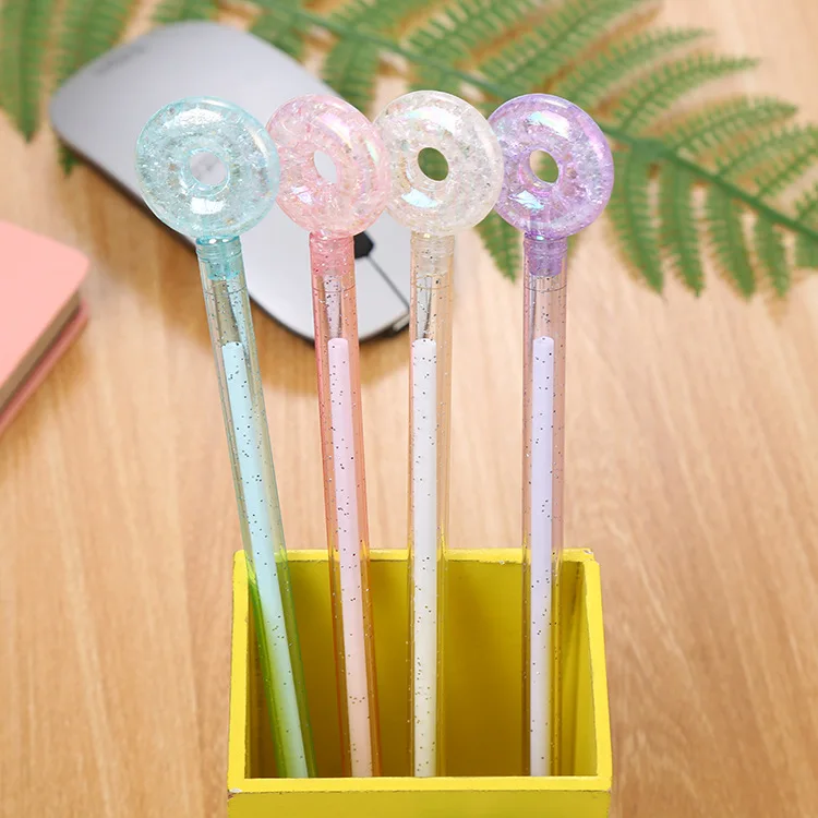 

24 pcs Creative Crystal Donut Gel Pen Cute Colorful Transparent Cartoon Candy Color Office Pen Wholesale School Tools