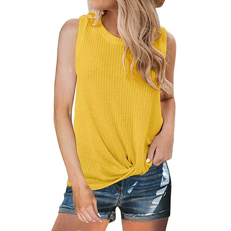 yellow sleeveless shirt