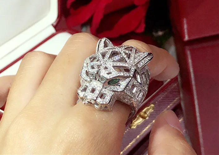 Качественное женское кольцо от известного бренда panthere, кольцо с цирконием и головой Пантеры, кольцо на палец с тигром для женщин и мужчин