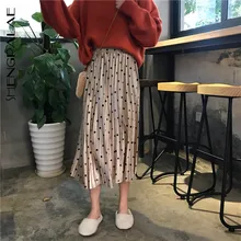 SHENGPALAE, новинка, модная Осенняя плиссированная юбка в горошек с высокой талией, Женская свободная повседневная юбка в Корейском стиле, Faldas Mujer Moda 9A263