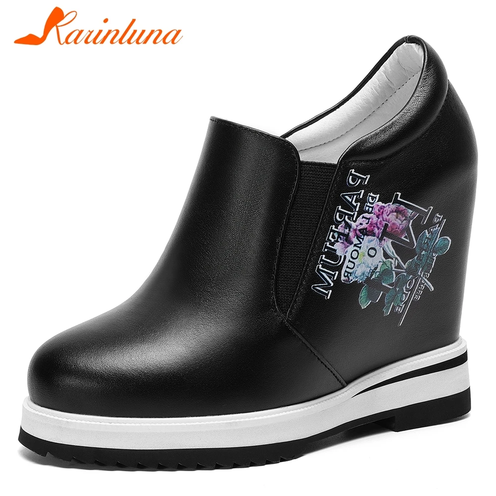 

KARINLUNA 2020 New Spring Ladies High Heel Pumps 32-40 Elegant Height Increasing Pumps Women Whole Genuine Leather Shoes Woman