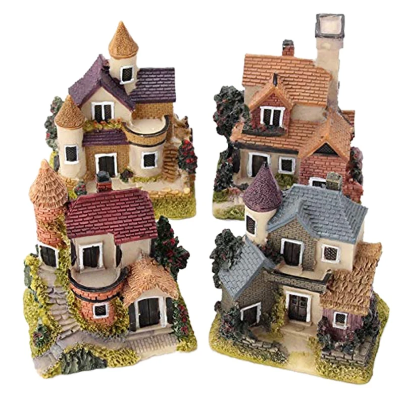 Resin Fairy Garden House Miniature Home Garden Decoration 4 Styles