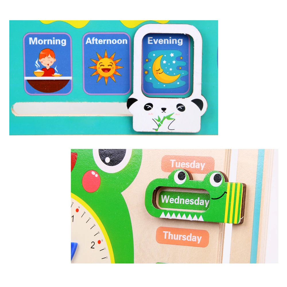  7 in 1 Kids Baby Wooden Education Toy Baby Weather Season Calendar Clock Time Cognition Toy Prescho - 4000349210123