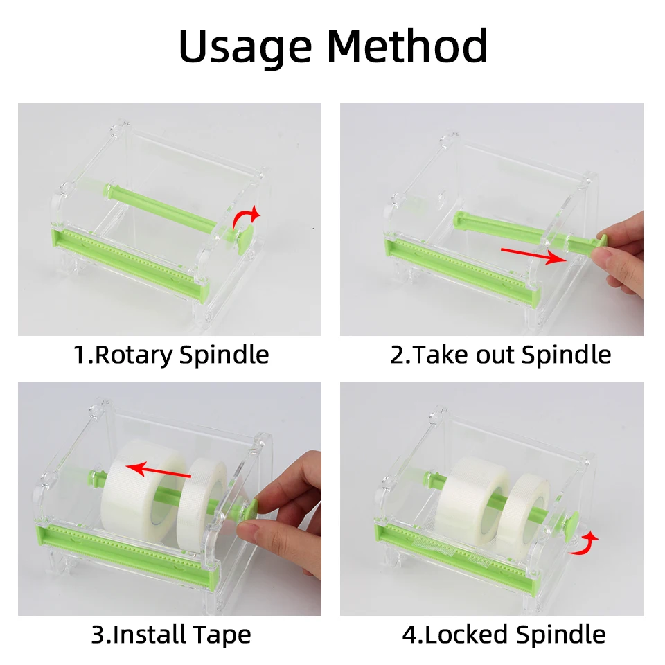 Portable Transparent Acrylic Eyelash Tape Cutter Colorful Cutter PE Medical Tapes Adhesive Rotating Tape Holder Eyelash Tools