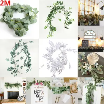 

Artificial Eucalyptus Willow Leaves Garland Vine Wedding Greenery Home Decor Fake Eucalyptus Foliage Home Decor Hanging String